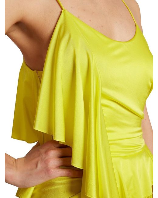 Alexandre Vauthier Yellow Spaghetti-Strap Draped Maxi Dress