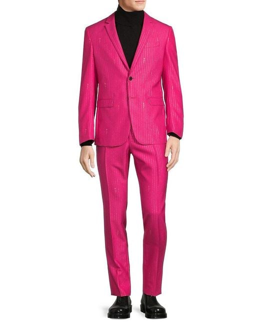 Versace Pink Virgin Wool Blend Suit for men