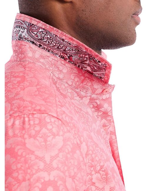 Robert Graham Pink Cotton Printed Shirt for men