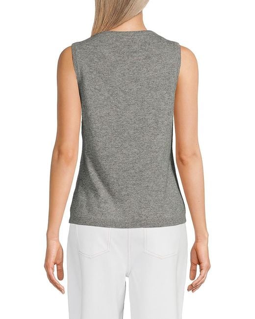 Saks Fifth Avenue Gray Solid 100% Cashmere Tank
