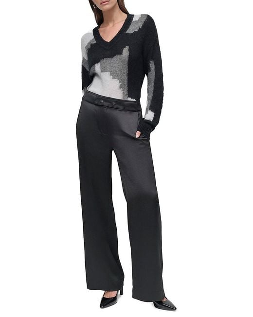 DKNY White Belted Wide Leg Pants