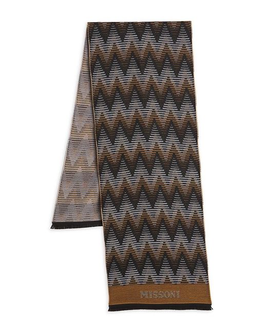 Missoni Gray Zigzag Wool-Blend Scarf for men