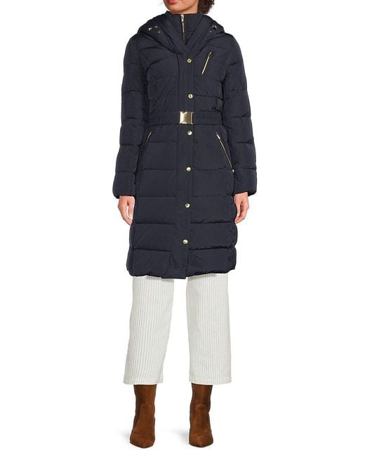 Cole Haan Blue Signature Faux Fur Lined Down Coat