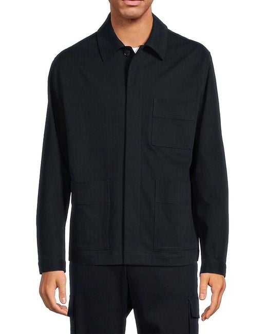 Vince Blue Cotton-Blend Chore Jacket for men