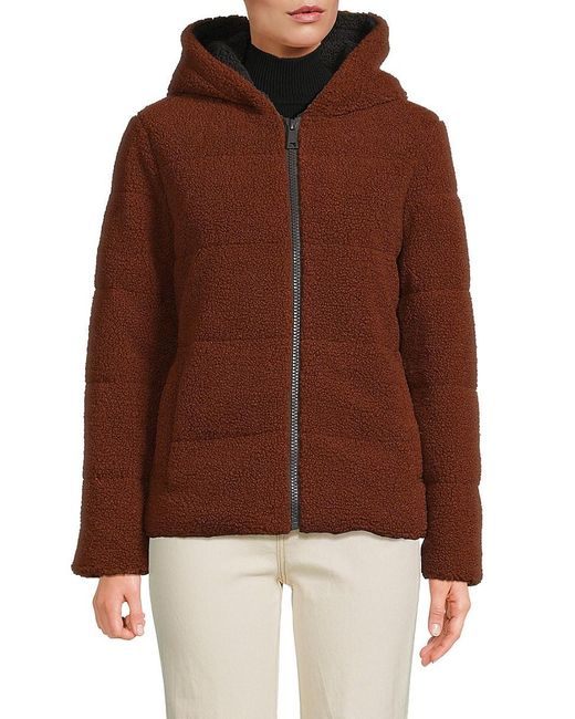 NVLT Brown Faux Fur Hooded Puffer Jacket