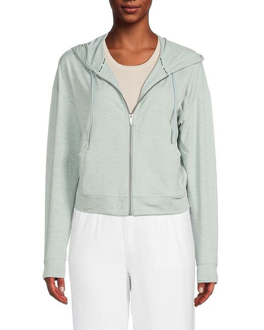 DKNY Blue Drop Shoulder Zip Front Hoodie