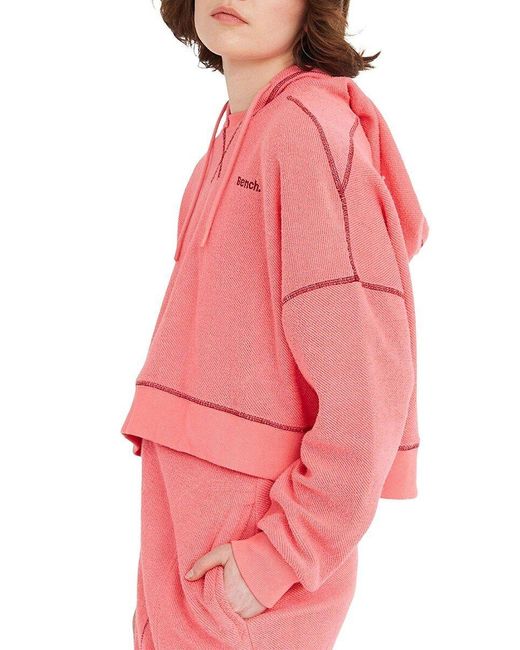 Bench Beech French Terry Crop Hoodie in Blue Lyst