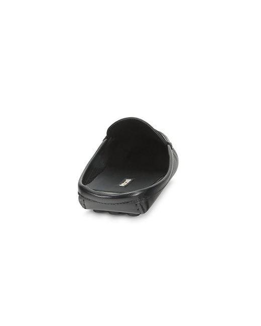 Roberto Cavalli Black Logo Leather Mules for men