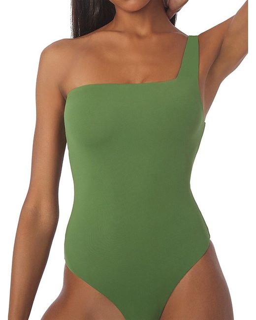 WeWoreWhat Red One Shoulder One Piece Swimsuit