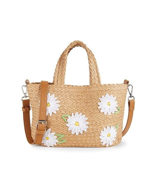 Collection 18 Mini Daisy Straw Tote in Natural | Lyst