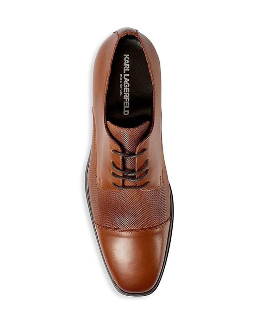 Karl Lagerfeld Brown Cap Toe Leather Oxford Shoes for men