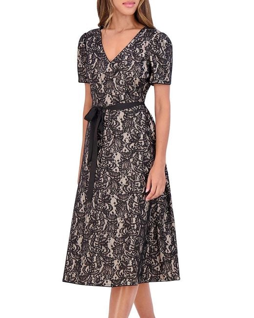 Kensie Black Lace A-Line Midi-Dress