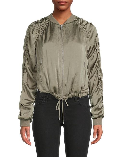 DKNY Ruched Sleeve Bomber Jacket Lyst