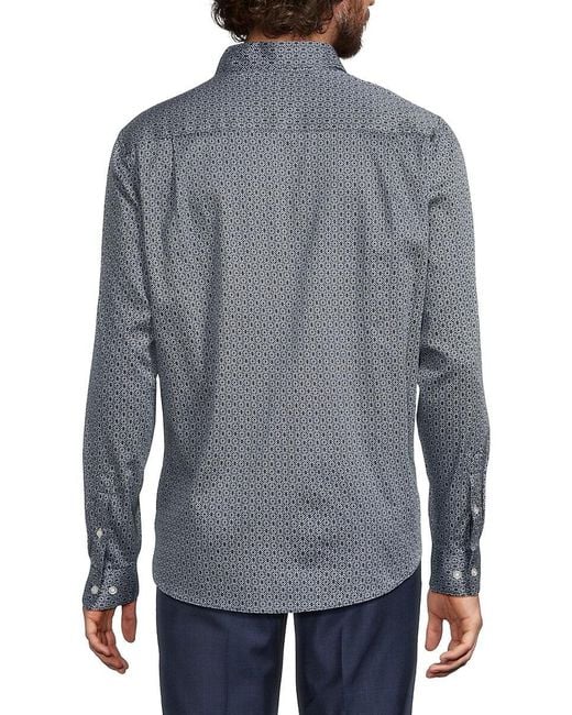 Ted Baker Gray Soren Geometric Stretch-Cotton Shirt for men