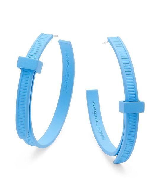 Ambush Blue Textured Zip Tie Half-hoop Earrings