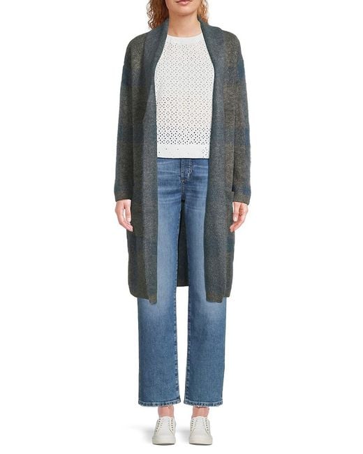 Joe's Jeans Blue Plaid Open Front Cardigan
