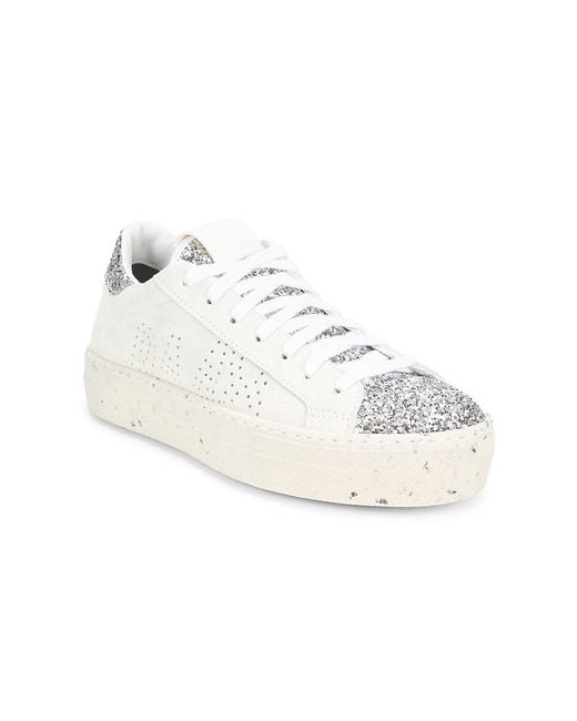 P448 White Leather Low-Top Sneakers