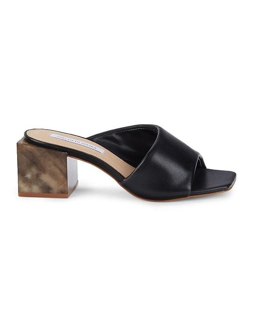 Saks Fifth Avenue Leather Block-heel Sandals in Black | Lyst UK