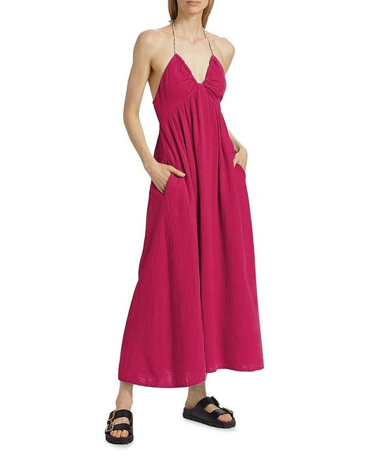 Xirena Pink Maggie Cotton Halterneck Midi-Dress