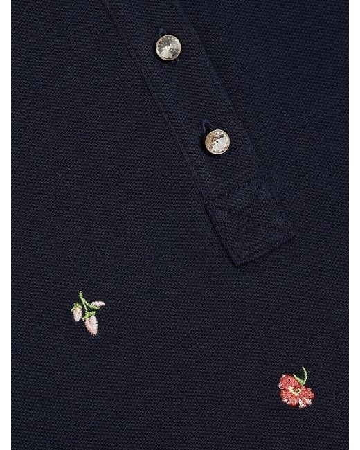 Cinq À Sept Blue Diana Embroidered Polo Top