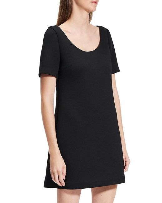 Theory Black Scuba A-Line Minidress