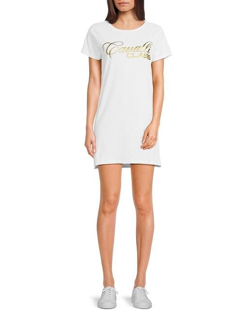 Roberto Cavalli White Logo T-shirt Minidress