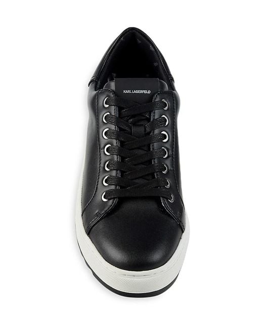 Karl Lagerfeld Blue Sawtooth Leather Sneakers for men