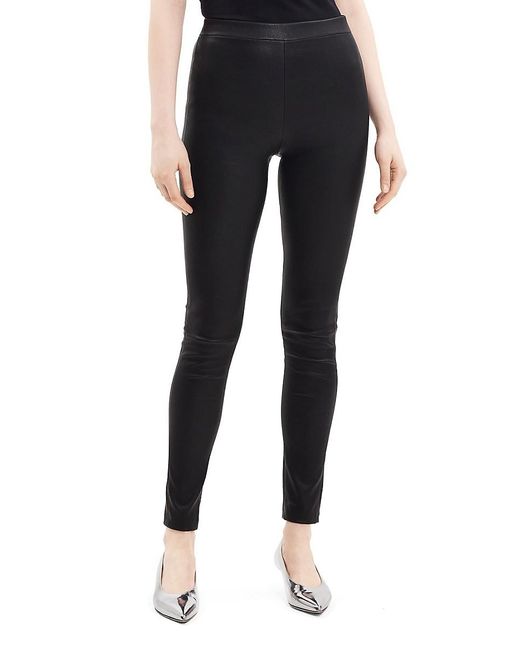 Theory Black Pull-On Leather Leggings