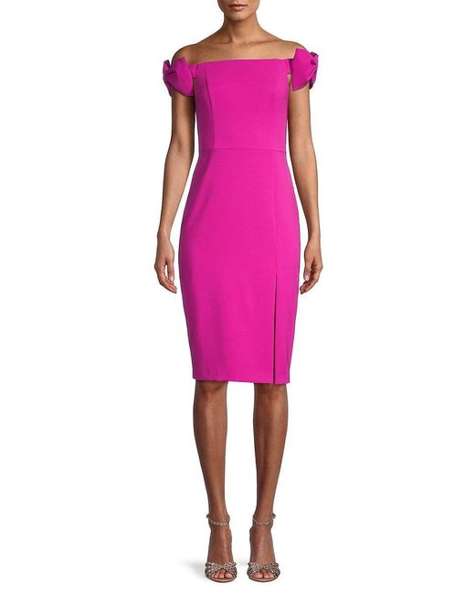 Aidan By Aidan Mattox Pink Off The Shoulder Bow Sheath Dress