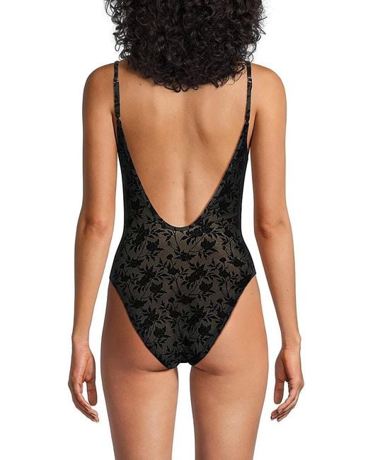 WeWoreWhat Black Floral One Piece Swimsuit