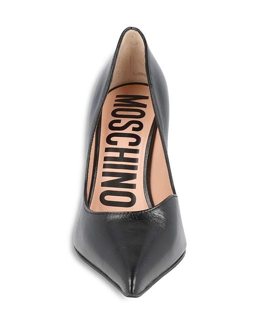Love Moschino Black 95Mm Metal Sculpted Heel Leather Pumps