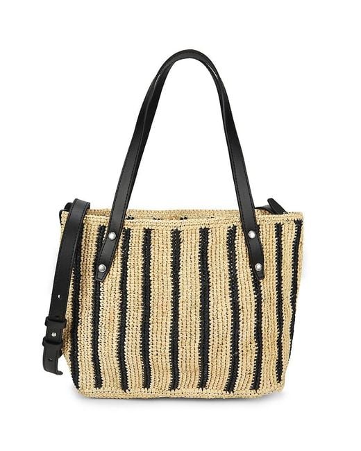Rag & Bone Multicolor Raffia Leather Trim Tote Bag