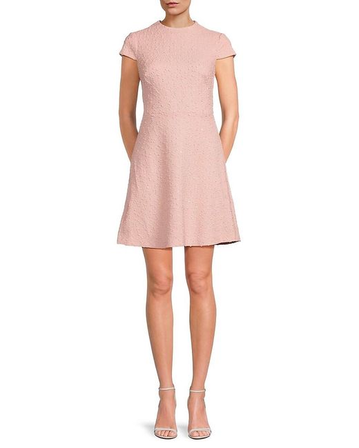 Vince Camuto Pink Boucle Fit & Flare Dress