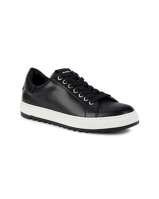 Karl Lagerfeld Blue Sawtooth Leather Sneakers for men