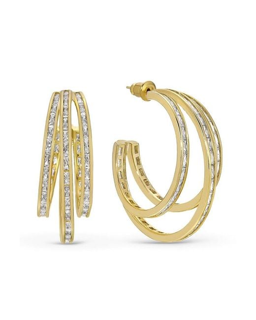 Eye Candy LA Metallic Golden Olivia Goldtone & Cubic Zirconia Half Hoop Earrings