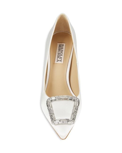 Badgley Mischka White Aubree 85mm Embellished Satin Pumps