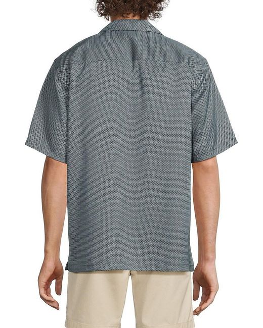 Theory Gray Noll Micro Print Camp Shirt for men