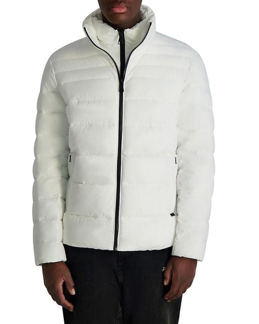 Karl Lagerfeld Gray Quilted Zip-Front Puffer Jacket for men