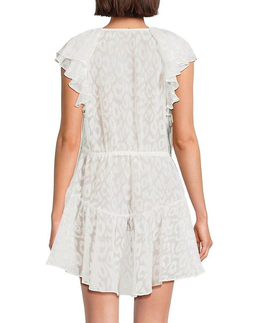 MILLY Blue Dana Leopard Burnout Cover-Up Minidress