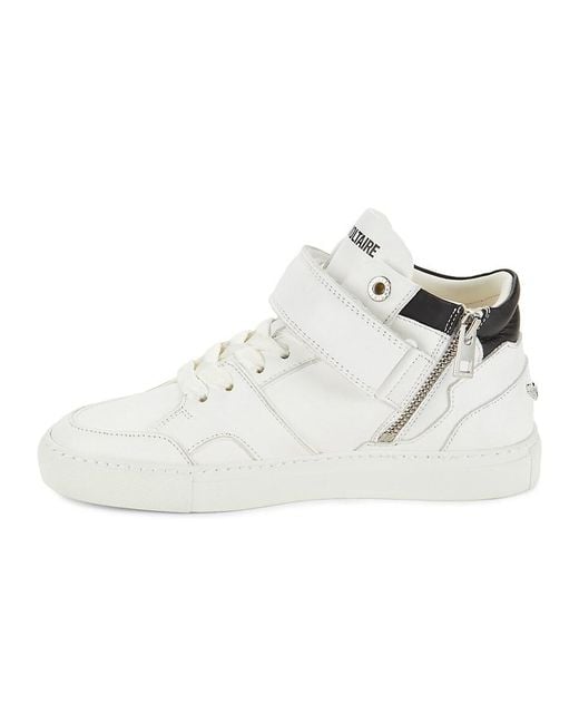 Zadig & Voltaire Flash Mid-top Leather Court Sneakers in