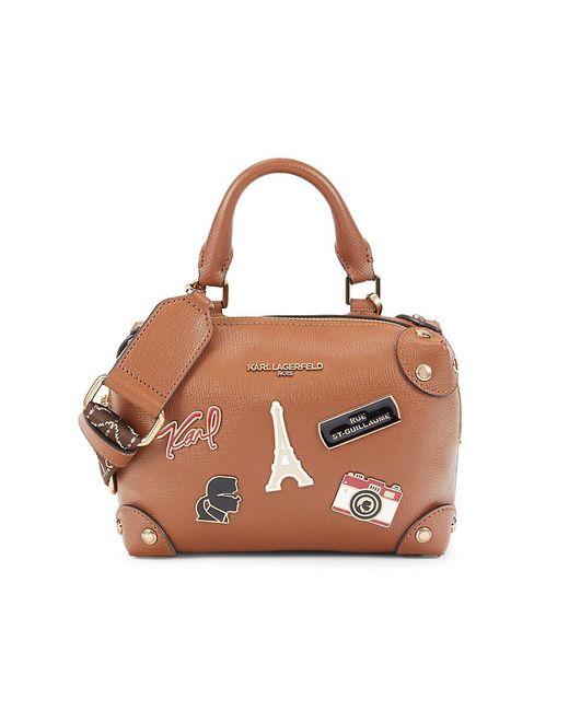 Karl Lagerfeld Brown Vallette Pin Charm Crossbody Bag
