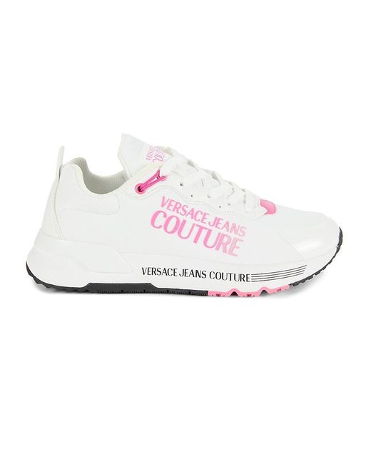 Versace White Dynamic Logo Running Sneakers
