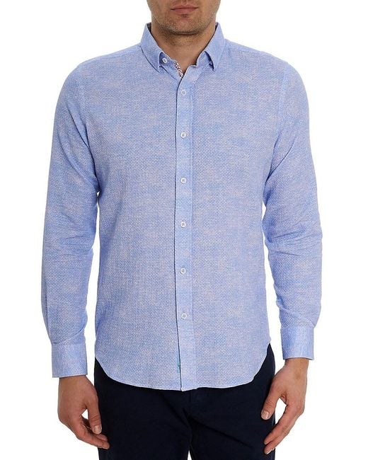Robert Graham Blue Reid Cotton Button-Front Shirt for men