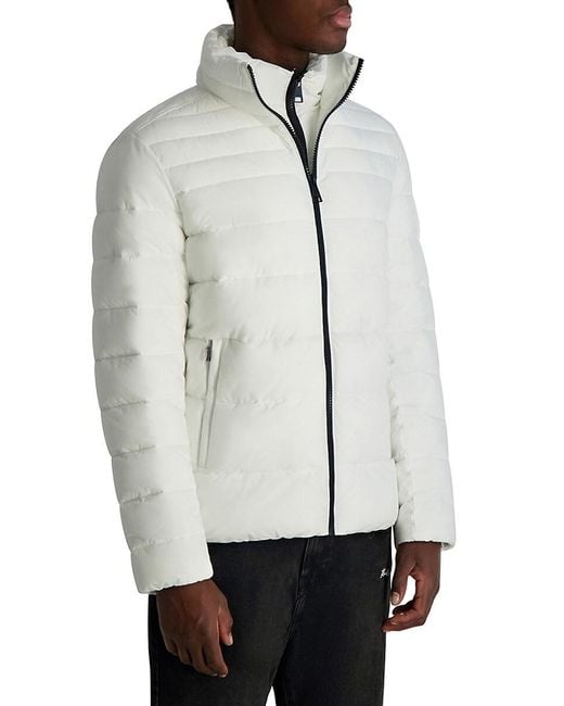 Karl Lagerfeld Gray Quilted Zip-Front Puffer Jacket for men