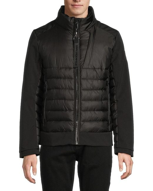Karl Lagerfeld Black Quilted Puffer Jacket for men