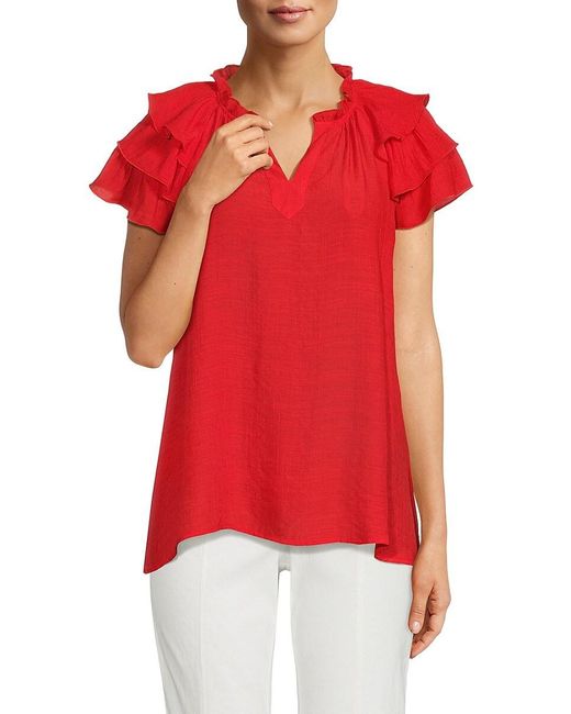 Nanette Lepore Red Ruffle Top