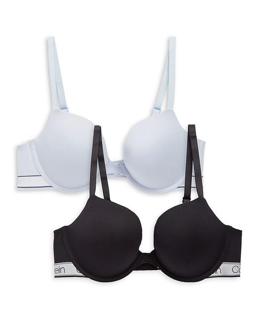 Calvin Klein 2-pack Logo Push-up Bra in Blue | Lyst