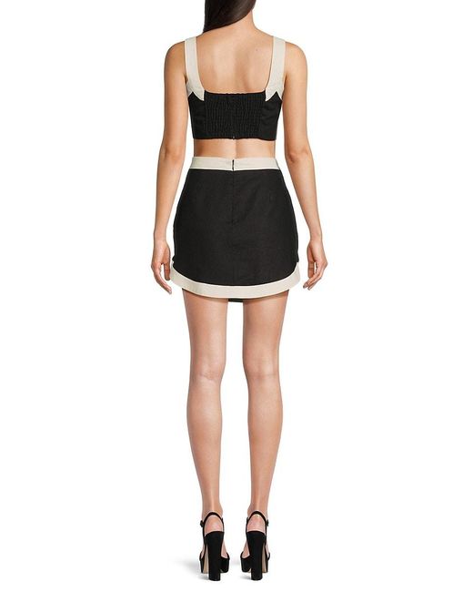 Avec Les Filles Black '2-Piece Linen Blend Top & Skirt Set