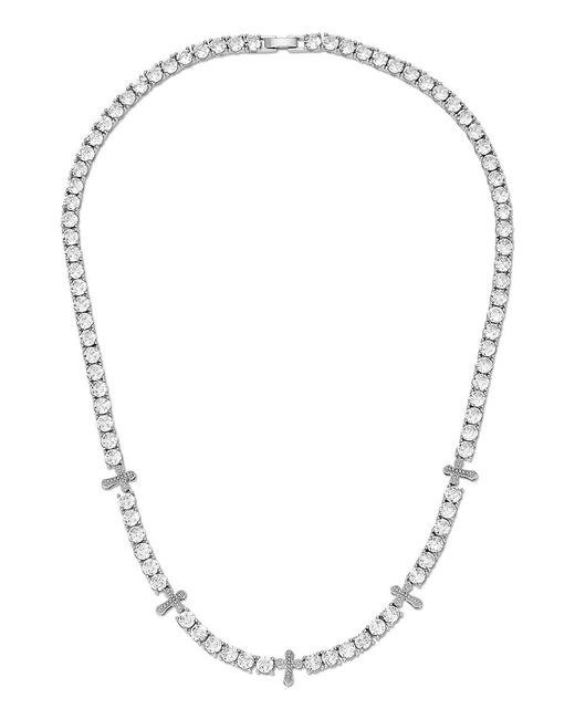 Eye Candy LA White Jacob Cross Silvertone Titanium & Cubic Zirconia Tennis Necklace for men