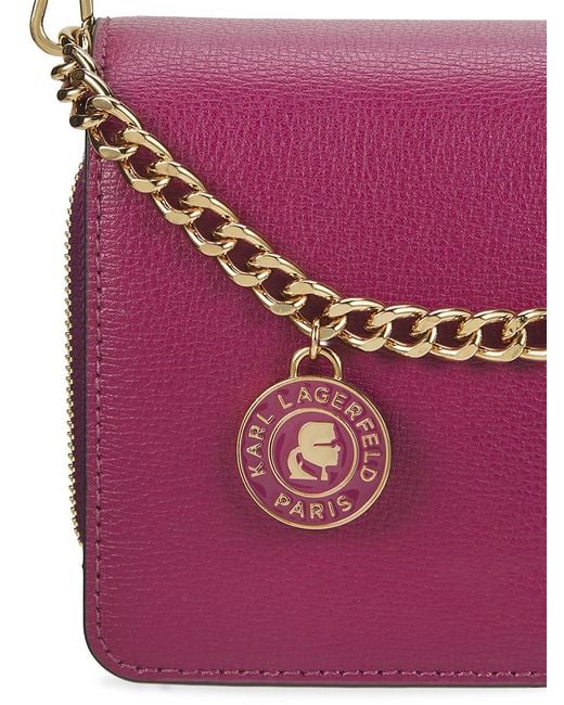 Karl Lagerfeld Purple Lourdes Leather Crossbody Bag